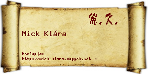 Mick Klára névjegykártya